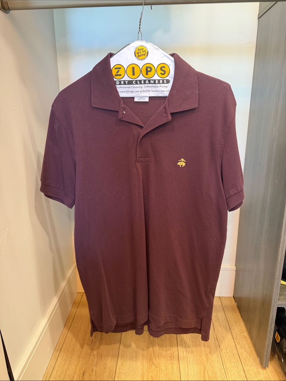 Brooks Brothers Men's Polo in Burgundy with Gold Emblem